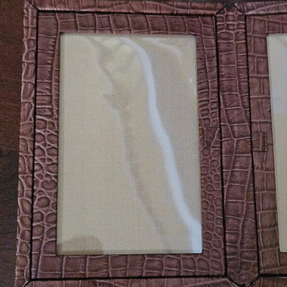 RARE MONICA RICH KOSANN DOUBLE BROWN ITALIAN LEATHER FOLDING FRAME IMAGE CASE - Picture 14 of 15